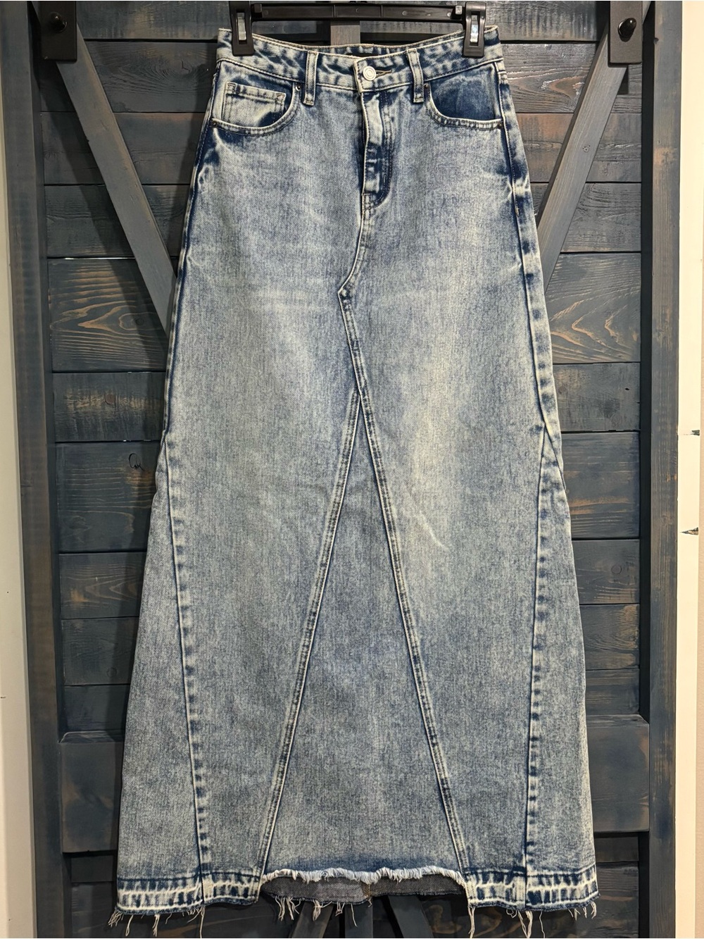 Prosperity High-Waist Blue Denim Maxi Skirt